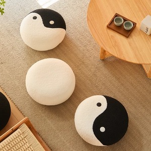 Tai Chi Round Stool Soft Fabric <b>Floor</b> Cushion Living Room <b>Sofa</b> Footrest Black White Creative Design - Product Image 2