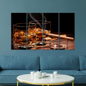 Arte Moderno Impreso en Lienzo para Decoración de Cuarto de Hombre, Whisky, Cigarros, Juego de 4 Lienzos - Product Image 3