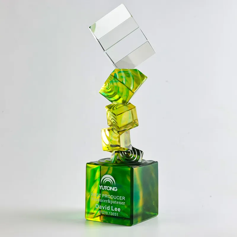 Jadevertu 2024 trofi kubus kristal untuk pencapaian pengenalan Piala Dunia kristal liuli trofi penghargaan