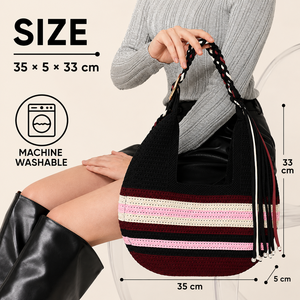 Luxe femmes léger élégant pochette sacs à main lavable tissé Hobo sac portefeuille pour été plage marin lune Style - Product Image 2