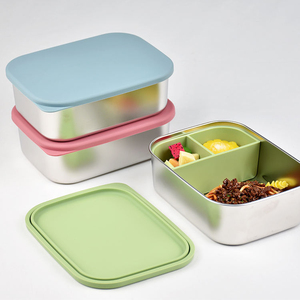 2026 New Flat Lid <b>School</b> Food Container Kids Reusable Leakproof 3 Compartments Stainless Steel Bento <b>Lunch</b> <b>Box</b> BPA Free Large - Product Image 3