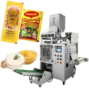 Bolsita automática de alta calidad, embalaje de pasta de mostaza, de 4 lados multilane bolsa sellada, máquina empacadora de salsa de ajo y jengibre wasabi