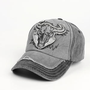 Berretti da Baseball sportivi di fascia alta usurati in cotone lavato pietra modello mucca all'ingrosso - Product Image 4