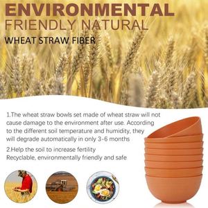 Logo personnalisé, paille de blé naturelle pour enfants, ensemble de 8 bols ronds réutilisables pour céréales, soupe et salade - Product Image 3