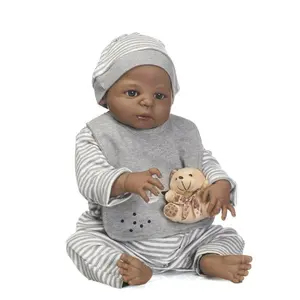 wholesale kids 22 inch alive lifelike mini cute soft full body silicone doll 55cm vinyl newborn boy girl reborn black baby dolls