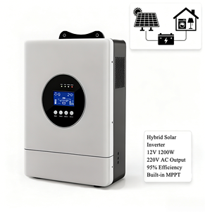Convertisseur solaire hybride hors réseau 1200W, 12V DC vers 220V AC, avec MPPT intégré et multiprotéctions, pour maison et camping-car - Product Image 1
