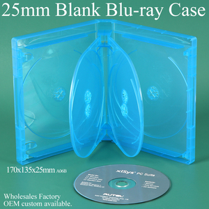 SUNSHING Lot de 25 mm Boîtier vierge transparent pour Blu-Ray et DVD, compatible avec 5, 6, 7, 8, 9, 10 disques, Boîtes de remplacement durables pour CD, DVD et jeux, bleues - Product Image 1