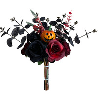 L-R252 2026 Produk Terbaru Bunga Labu Berkualitas Tinggi, Buket Bunga Hitam Artifisial untuk Festival Halloween, Dekorasi Pesta Rumah