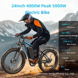 จักรยานไฟฟ้าล้อโต 4000W มอเตอร์คู่ ระยะไกล แบตเตอรี่ถอดได้ 52V 32AH ระบบกันสะเทือน ล้อ 24 นิ้ว-BE087 BE087 ขับเคลื่อนด้วยมอเตอร์คู่ 4000W - Product Image 4