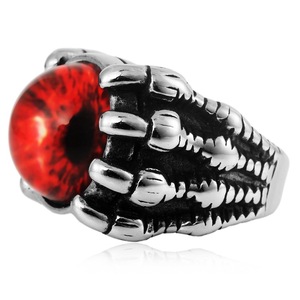 Anillo de garra de dragón con ojos rojos de acero inoxidable yunnique, regalo de joyería Punk Hip Hop para hombre - Product Image 4