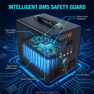 600W Portable Power Station <b>Battery</b> <b>Backup</b> Generator Portable Solar Power Supply with Handle for Outdoor Camping RV Emergency - Product Image 4