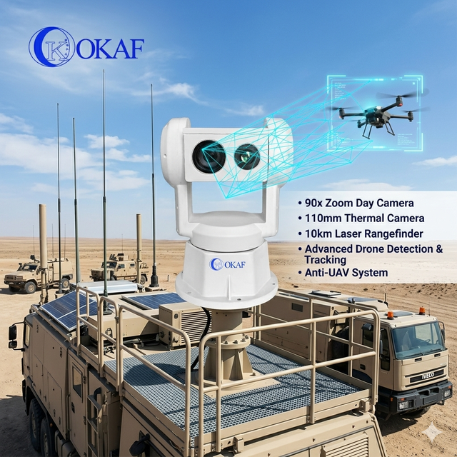 Anti-UAV 5km Thermal Optical Zoom Laser Ranging Remote Rotating AI-Powered PTZ Camera