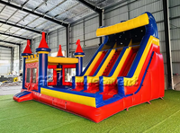 Château gonflable bleu et jaune prix d'usine Combo Hpfburg Mit Geblse Bounce House pour enfants