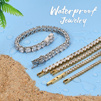 Bracelet tennis en acier inoxydable plaqué or PVD imperméable et anti-ternissement avec zircone cubique pour femme, bijoux de mode