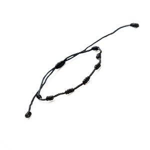 Bracelet en corde rouge fait à la main, Style mexicain espagnol chaud ne se décolore pas rouge et noir tissé à sept nœuds - Product Image 4