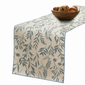 Pastoral Cotton Table <b>Runner</b> Printed Floral Plant Pattern Heat Resistant <b>Washable</b> Table Linen for Home Party Wedding - Product Image 1