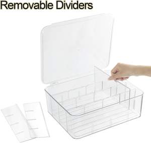 Caja de Almacenamiento de Cocina Moderna, Cuadrada, de Mimbre Acrílico, Transparente, Apilable, Multifuncional, Organizador de Tarjetas Pequeño con Tapa - Product Image 4