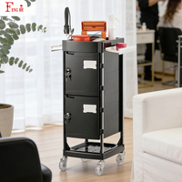 Chariot de salon de beauté noir personnalisé verrouillable, équipement de salon pour coiffeur, studio