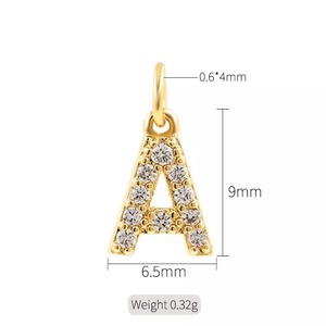 จี้ตัวอักษร A-Z คุณภาพสูง สแตนเลสสตีล ชุบทอง 14K ประดับเพชร จี้รูปแบบศาสนาสำหรับสร้อ<span class=keywords><strong>ย</strong></span>คอ โลหะผสมเซอร์คอน - Product Image 6
