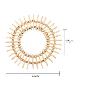 Vente en gros de miroirs muraux de courtoisie en rotin créatifs créatifs décoratifs décorations de salle de bain de salon miroirs décoratifs - Product Image 5