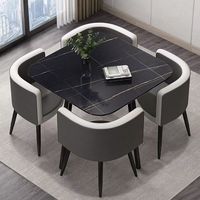 Ensemble de table de négociation en pierre frittée de luxe léger, chaises de réception pour café, salon de beauté et usage domestique