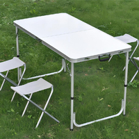 Table de camping pliante Rouser en aluminium avec surface en bois, pieds réglables, pour pique-nique, camping, pêche, jardin