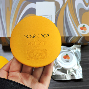 OEM Full Custom Leather Coin Shaped <strong>Car</strong> Air Freshener with Embossed Logo and <strong>Refillable</strong> Honeycomb Pad for Brand Wholesale - Product Image 1