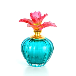 Hand Engraved Glass <b>Perfume</b> <b>Bottle</b> Floral Cap Fragrance Vessel Decorative Scent Container Gift Packaging - Product Image 5