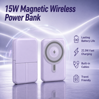 Chargeur sans fil magnétique portable 10000mAh, charge rapide 22.5W avec support de téléphone, usine source OEM/ODM, prise en charge du logo personnalisé B2B