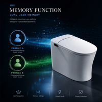 WC intelligent monobloc en céramique avec bidet intégré, couvercle à ouverture automatique, siège chauffant, double chasse, évacuation en P et télécommande