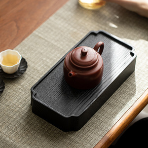 Ash Wood <b>Tea</b> Tray Charcoal Roasted Small Size Non Slip Japanese Wabi Sabi Style <b>Tea</b> <b>Set</b> For Dry Brewing - Product Image 2
