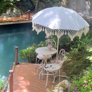 Parasol de terrasse rétro exquis à franges tissées, isolant thermiquement, idéal pour les villas, les cottages, les bistrots en bord de mer - Product Image 1