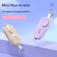 Mini llavero Solar 2 en 1 con borde cruzado, Banco de energía, reloj para teléfono móvil, batería de litio 18650, enchufe incorporado para uso de emergencia