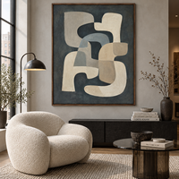 Peinture murale sur toile abstraite géométrique moderne bleu-gris de qualité supérieure vintage pour la décoration du salon, du bureau, du hall d'hôtel