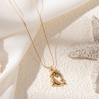Collier en acier inoxydable avec pendentif géométrique haut de gamme en coquille de perle, plaqué or, tendance, pour femme, style européen et américain