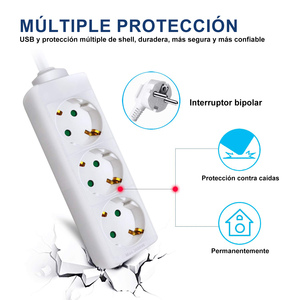 Presa di corrente USB bianca con 3 prese cavo 3m 15A per uso domestico o in ufficio - Product Image 3