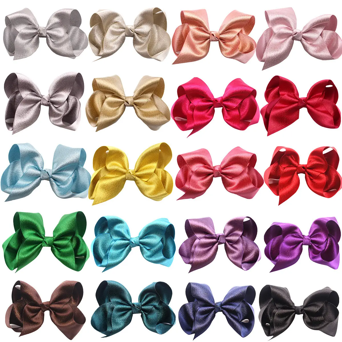 Stock Available 4 Inch Children's Gold And Silver Weft Webbing Bubble Flower Hair Bows With High Quality