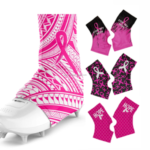 Tùy Chỉnh Màu Hồng Ribbon Hy Vọng Thể Thao Bóng Đá Cleat Bao Gồm Màu Hồng Vú Ung Thư Nhận thức Bóng Đá Spats Mỹ Mỹ Spats Ren Bìa - Product Image 1
