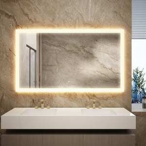 Ultra Slim Frameless Rectangle Outer Frosted Bathroom Mirror <b>LED</b> Frontlit Backlit Glow - Product Image 4