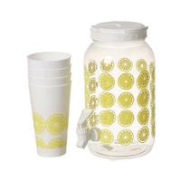 Carafe à eau en plastique de qualité alimentaire pour la maison, 3,8 L, portable, incassable, avec tasses