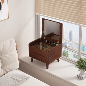 <span class=keywords><strong>Mini</strong></span> table de vanité moderne en bois <span class=keywords><strong>dressing</strong></span> de chambre à coucher compact avec armoires de rangement intégrées conception multifonctionnelle - Product Image 2