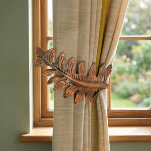 Modernos sujetadores de cortinas de bronce con diseño de hoja, decorativos, de metal, para ventanas de la sala de estar del hogar. - Product Image 5