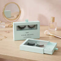 Boîte en carton noir mat personnalisée avec logo, pour faux cils rigides en vison synthétique faits à la main, impression quadricolore avec pelliculage brillant