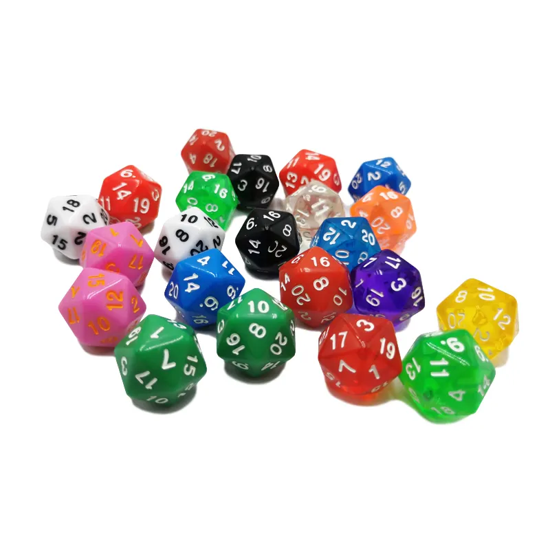 Tùy Chỉnh Đầy Màu Sắc D20 Dice Đa Diện Nhựa Trò Chơi Dice