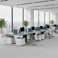 Poste de travail modulaire convertible moderne en gros pour 4 à 6 personnes, bureau du personnel avec cadre en aluminium, mobilier de bureau ouvert écologique