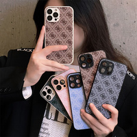 Casing Ponsel Kulit PU Premium untuk iPhone 15 14 13 12 Pro Max 15 Plus, Desainer Merek Klasik, Aksesoris Ponsel Grosir