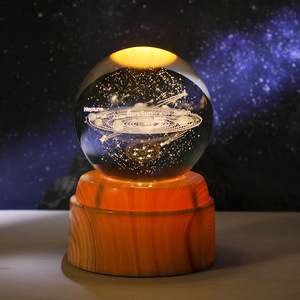 2025 nuevo USB LED luz de noche galaxia Saturno bola de cristal creativa estado de ánimo dormitorio decoración del hogar lámpara de mesa para niños regalo de cumpleaños - Product Image 3