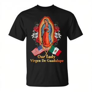T-shirt Our Lady Virgen De Guadalupe avec drapeau mexicain américain - Product Image 2