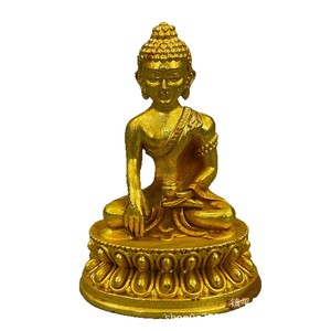 Statua di <span class=keywords><strong>Buddha</strong></span> Dorata - Figurina Buddista Dorata per Meditazione con Base a Loto, Decorazione Religiosa per la Casa e Ornamento da Collezione Spirituale - Product Image 1