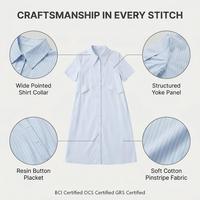 Robe chemise rayée pour femme, longueur midi en coton pour l'été avec boutons sur le devant, personnalisable OEM/ODM, vente en gros